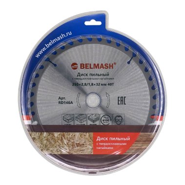 фото Диск пильный 250 х 2.8/1.8 х 32/30 мм 40T (дерево) BELMASH RD146A