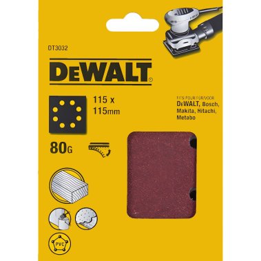 фото Лист шлифовальный 115 х 115 мм P80 (25 шт.) DeWalt DT3032
