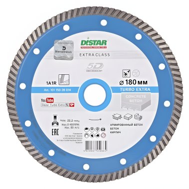 фото Диск алмазный 180 х 2.4 х 9.0 х 22.2 мм Turbo Extra DISTAR 10115028014
