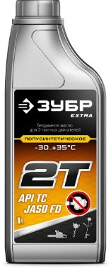 фото Масло ЗУБР 2Т-П EXTRA, 1 л, полусинтетическое, для 2-тактных двигателей 70601-1
