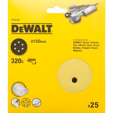 фото Круг шлифовальный 150 мм P320 (1 шт., дерево, краска) DeWalt DT3138-QZ