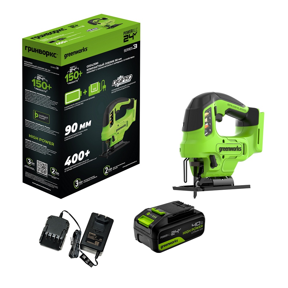 фото Лобзик аккумуляторный GREENWORKS GD24JS90 3601707CUB