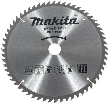 фото Диск пильный 260 х 30 мм 60T (дерево) MAKITA D-65383