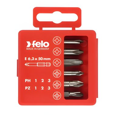 фото Набор бит, 6 шт. (PZ1-3, PH1-3 50 мм, в пласт. кейсе) FELO 03291516