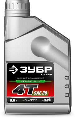 фото Масло ЗУБР 4Т-30 EXTRA, 0,6 л, минеральное, для 4-тактных двигателей 70613-06