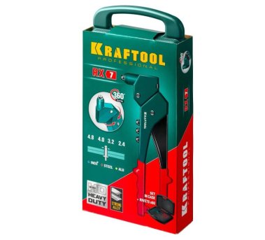 фото Заклепочник литой KRAFTOOL RX-7, поворотный (2.4 - 4.8 мм, в кейсе) 31176-Н6_z01