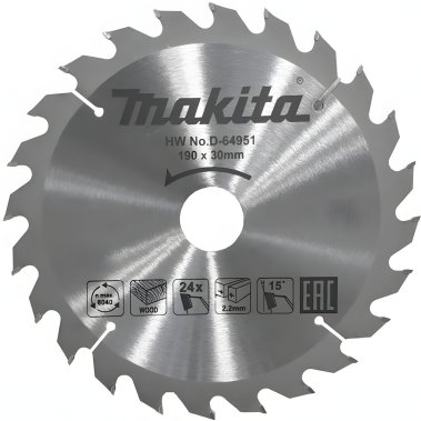 фото Диск пильный 190 х 30 мм 24T (дерево) MAKITA D-64951