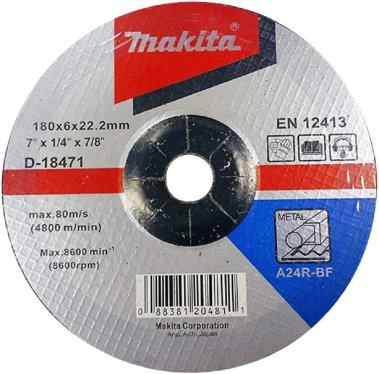 фото Диск шлифовальный 180 х 6.0 х 22,2 мм (сталь, вогнутый A24R) MAKITA D-18471