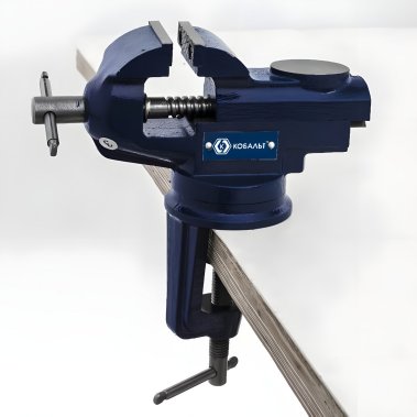 фото Тиски слесарные 50 мм (поворотные, наковальня) КОБАЛЬТ 246-029