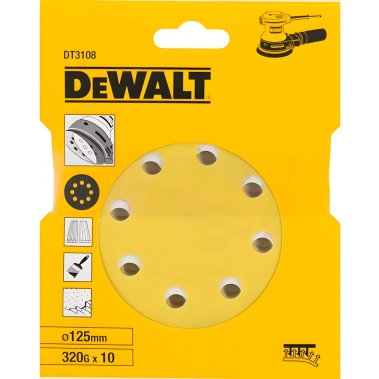 фото Круг шлифовальный 125 мм P320 (10 шт., дерево, краска) DeWalt DT3108-QZ