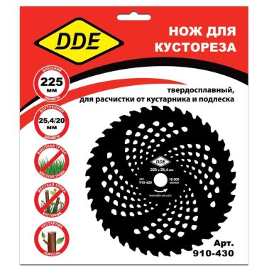 фото Нож для кустореза DDE WOOD CUT 225х25,4/20 мм, 40 зубьев, твердосплавный 910-430