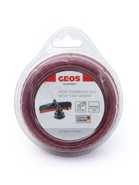 фото Леска триммерная GEOS 2,0 мм х 15 м Twist Whisper (витая, блистер) 213991