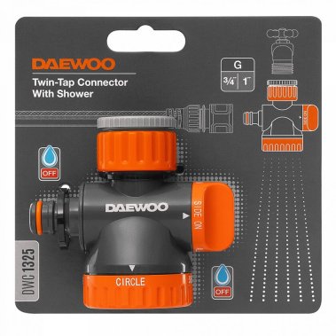 фото Адаптер 2-х канальный с лейкой для крана 26,5 мм (3/4'') и 33,3 мм (1'') DWC 1325 DAEW