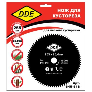 фото Нож для триммера DDE WOOD CUT 255х25,4 мм, 80 зубьев 645-518