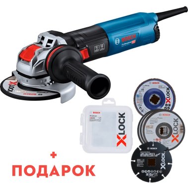 фото Шлифмашина угловая BOSCH GWX 14-125 S 06017D2100 +Набор кругов X-LOCK 125 мм (5 шт.)