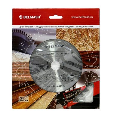 фото Диск пильный 190 х 1.6/1.4 х 20/16 мм 36T (дерево) BELMASH RD106A