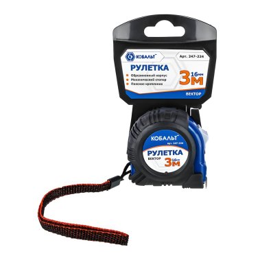 фото Рулетка 3 м х 16 мм Вектор КОБАЛЬТ 247-224