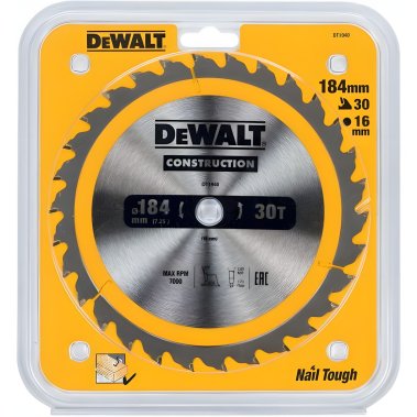 фото Диск пильный 184 х 16 мм 30T CONSTRUCTION DeWalt DT1940