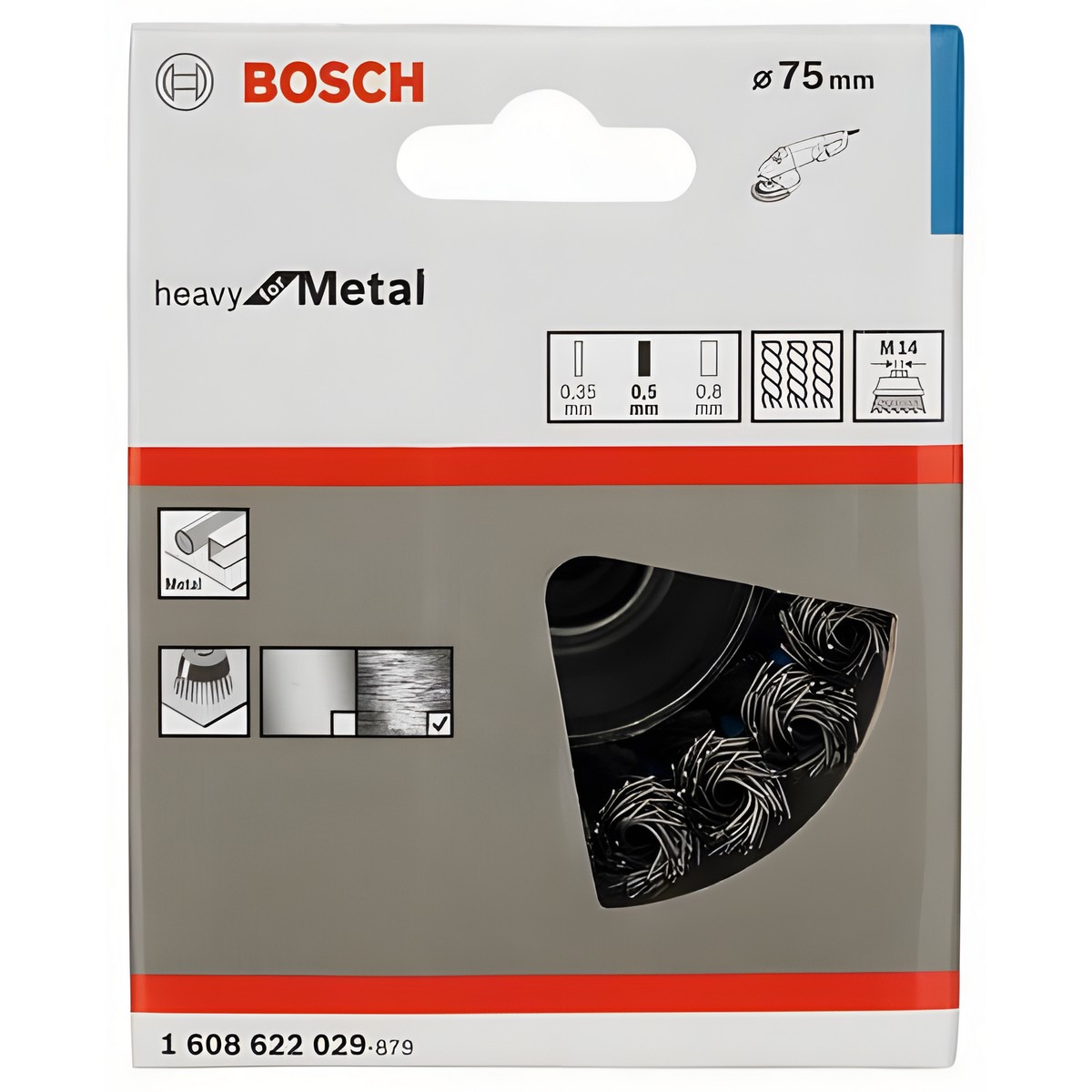 фото Щетка чашечная 75 мм (для УШМ, М14, витая сталь) BOSCH 1608622029