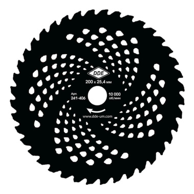 фото Нож для кустореза DDE WOOD CUT 200х25,4/20 мм, 40 зубьев, твердосплавный 241-406