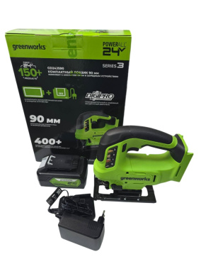 фото Лобзик аккумуляторный GREENWORKS GD24JS90K2 3601707CUA