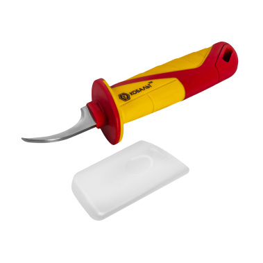 фото Нож электрика 190 мм, диэлектрический (изогнутый, лезвие 53 мм) КОБАЛЬТ 921-138