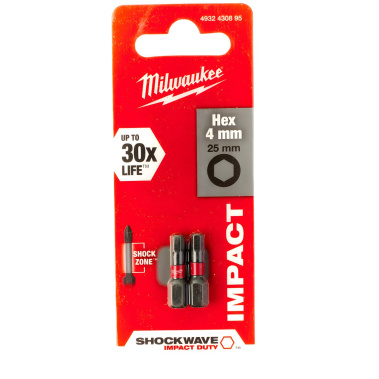 фото Насадка HEX 4 х 25 мм (2 шт.) Shockwave MILWAUKEE 4932430895