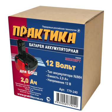 фото Аккумулятор для BOSCH (12V, 2.0Ah, Ni-Mh, коробка) ПРАКТИКА 779-240