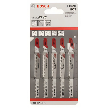 фото Полотно пильное T 102 H Clean for PVC (5 шт.) BOSCH 2608667446