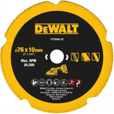 фото Диск алмазный 76 х 10 мм (универсальный) DeWalt DT20590-QZ