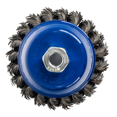 фото Щетка для УШМ 90 мм (чашеобразная, М14, витая сталь) ПРАКТИКА 032-478