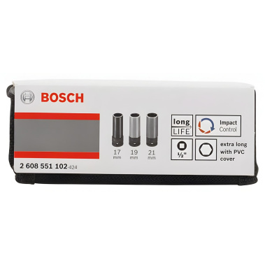 фото Набор головок ударных 1/2'' (17-21 х 85 мм) 3 пр. BOSCH 2608551102