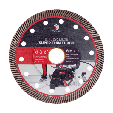 фото Диск алмазный 125 х 1.2 х 9.0 х 22.2 мм Super Thin Turbo Extra Line (керамогранит) DIAM 000716