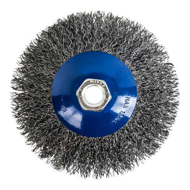 фото Щетка для УШМ 125 мм (коническая, М14, сталь) ПРАКТИКА 032-492