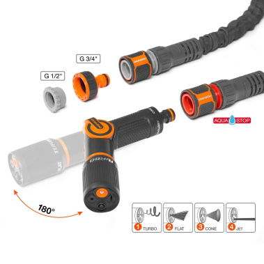 фото Шланг TitanFlex 25 м, 5/8'' (15 мм), с набором для полива DWH 9224 DAEWOO