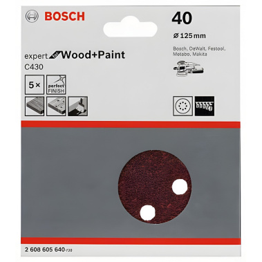 фото Круг шлифовальный 125 мм P40 (1 шт.) Expert for Wood + Paint BOSCH 2608605640