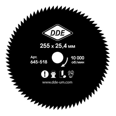 фото Нож для триммера DDE WOOD CUT 255х25,4 мм, 80 зубьев 645-518
