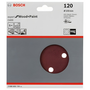 фото Круг шлифовальный 150 мм P120 (1 шт.) Expert for Wood + Paint BOSCH 2608605720