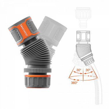 фото Коннектор для шланга гибкий 13 - 15 мм (1/2'' - 5/8'', угол поворота 30*) DWC 2815 DAEWOO