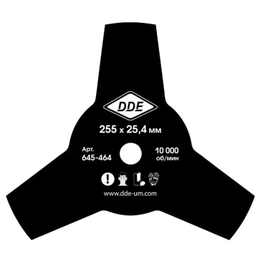фото Нож для триммера DDE GRASS CUT 255х25,4 мм, 3-лопастной 645-464