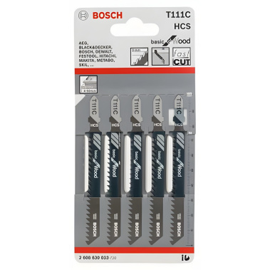 фото Полотно пильное T 111 C Basic for Wood (5 шт.) BOSCH 2608630033