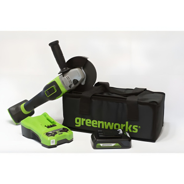 фото Шлифмашина угловая аккумуляторная GREENWORKS GD24AGK2 3200207UA