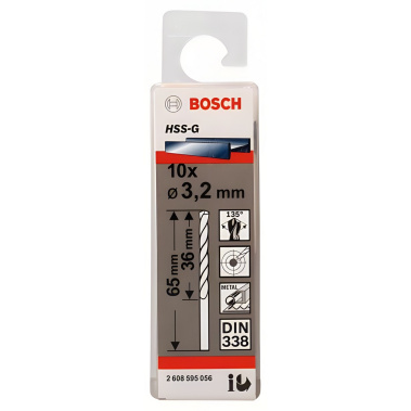 фото Сверло по металлу 3.2 х 65 мм (1 шт.) HSS-G BOSCH 2608595056