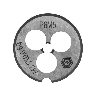 фото Плашка по металлу М3.5 х 0.6 мм, ручная, правая, точность 6g, сталь Р6М5 КОБАЛЬТ 925-945