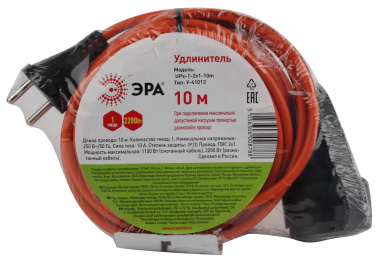 фото Удлинитель 10 м (ПВС 2 х 1.0, бухта 1 гн., IP44) ЭРА УТ000093856