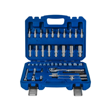 фото Набор торцевых головок (40 пр., 1/4'', трещотка, кейс) КОБАЛЬТ 923-965