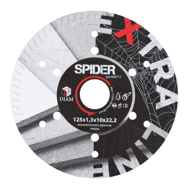 фото Диск алмазный 125 х 1.3 х 10 х 22.2 мм SPIDER (керамогранит) DIAM 000717