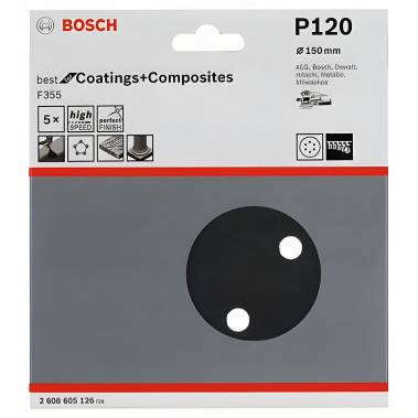 фото Круг шлифовальный 150 мм P120 (5 шт.) Best for Coatings + Composites BOSCH 2608605126