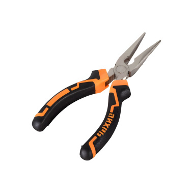 фото Длинногубцы прямые 160 мм, никелированные, друхкомпонентные рукоятки ВИХРЬ