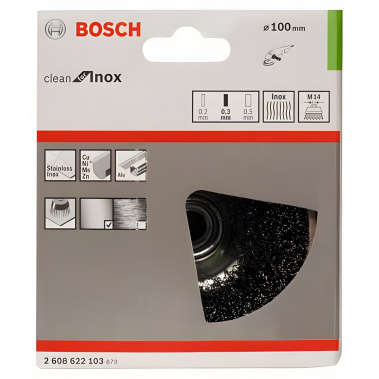 фото Щетка чашечная 100 мм (для УШМ, М14, нерж.) BOSCH 2608622103